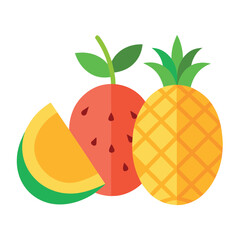 Minimalist tropical fruit illustration with vibrant colors