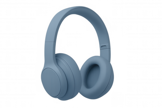 Light blue over-ear headphones floating on a transparent background, perfect for music lovers and podcast enthusiasts
