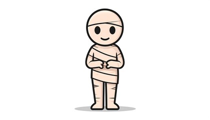 Obraz premium A cartoonish mummy figure stands against a plain white background.