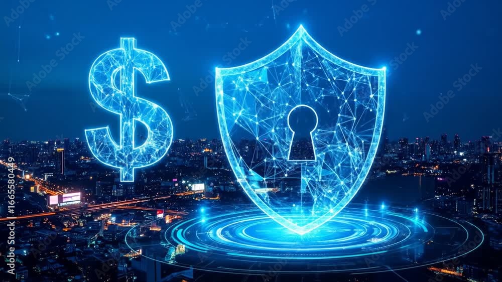 Poster digital financial security: protecting monetary assets with cyber shield concepts and designs