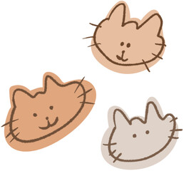 three little kittens- illustration cat cute brown earth tone doodle