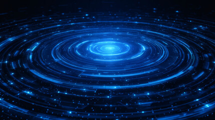 Radiant Blue Vortex with Light Trails in a Cosmic Setting