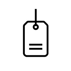 Obraz premium Minimal vector icon of a hanging price tag with two horizontal lines 