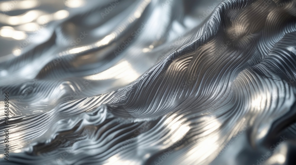 Poster abstract metallic surface: a mesmerizing composition of flowing, rippling metal, evoking the dynamic