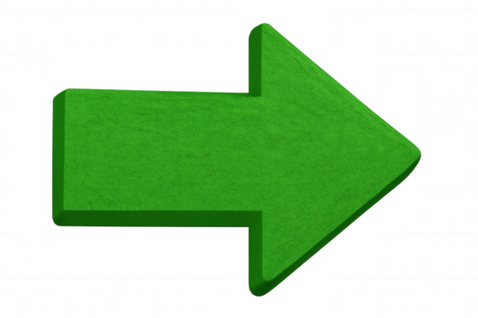Green grass arrow indicating direction, transparent backdrop, symbolizing environmental sustainability and natural guidance