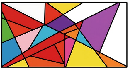 Obraz premium A vibrant abstract geometric composition featuring a multitude of colorful triangles and polygons.