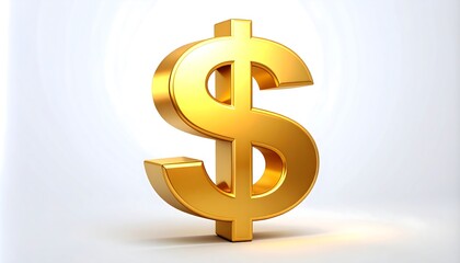 A gleaming, golden dollar sign stands out against a plain white background.