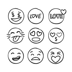 Diverse Hand Drawn Emoji Faces expressions