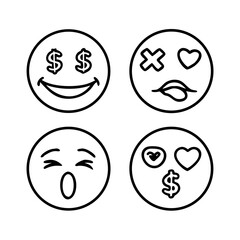 Hand drawn expressive emoji faces emotions