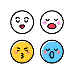 Kissing and yawning emoji faces yellow blue