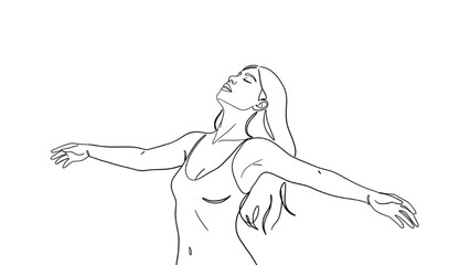 Fototapeta premium line art woman freedom pose continuous drawing elegant abstract modern design