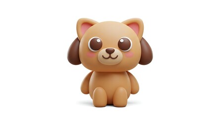 Naklejka premium 3D render of a cute, cartoonish, brown dog-cat hybrid character.