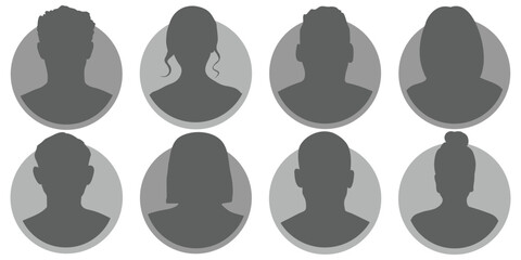 Men and women avatars set. Male and female silhouettes abstract people. characters for social media and networking, user profile, website and app design and development, user profile icons. eps 10