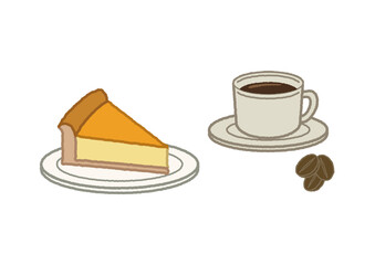カフェメニュー イラスト チーズケーキと珈琲