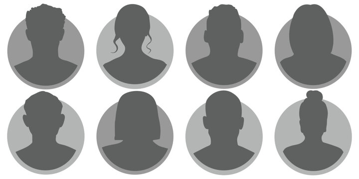 Men and women avatars set. Male and female silhouettes abstract people. characters for social media and networking, user profile, website and app design and development, user profile icons. eps 10
