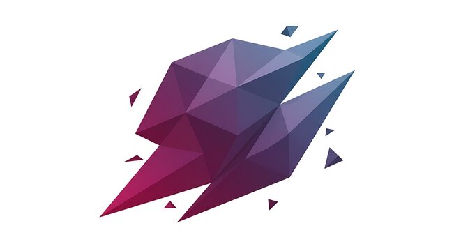 Abstract geometric design featuring a gradient of purple and blue polygonal shapes, creating a modern logo.
