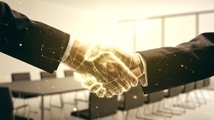Digital handshake represents agreement for global business with modern technology concept - Powered by Adobe