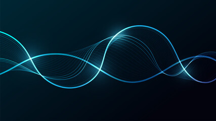 Futuristic Digital Wave with Luminous Neon Lines