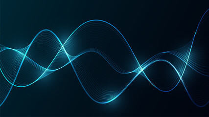 Futuristic Digital Wave with Luminous Neon Lines
