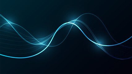 Futuristic Digital Wave with Luminous Neon Lines