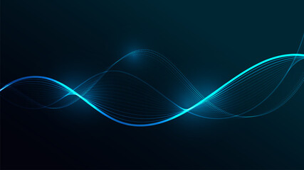 Futuristic Digital Wave with Luminous Neon Lines