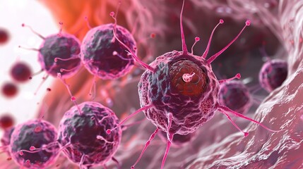Medical diagram of tumor markers, showing their molecular structure, detection process in blood samples, and connection to cancer screening, labeled with key terms like "antigen" and "antibody,"