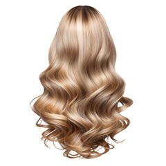Naklejka premium Luxurious blonde wavy hair, isolated on transparent, promoting salon quality, highlighting natural