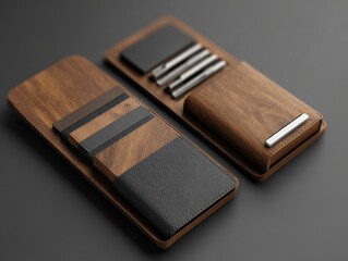 Wooden Leather Wallet with Card Holder