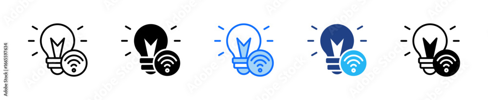 Poster smart lighting icon set multiple style collection