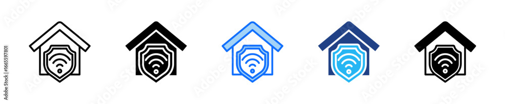Aufkleber smart security icon set multiple style collection