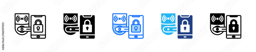 Aufkleber smart lock icon set multiple style collection