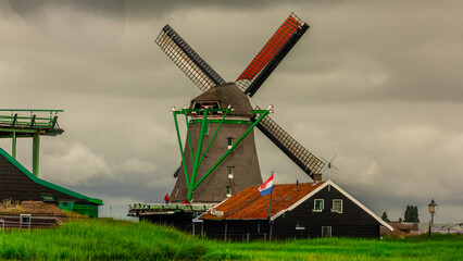 A real dutch windmill in Zaandam, Holland on august 20th 2025
