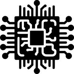 Obraz premium Minimalist black and white vector icon of a chip. Clean, modern, geometric style perfect for logos, stickers, or digital use.