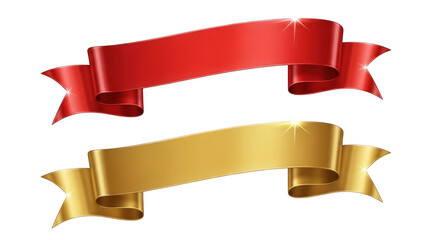 Red and gold ribbons isolated on transparent background transparent background
