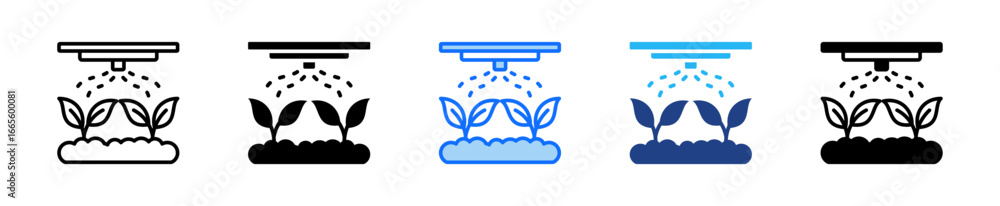 Poster smart sprinkler system icon set multiple style collection