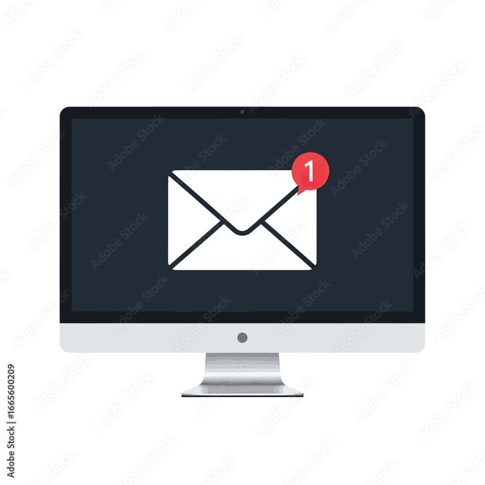 Fototapete modern computer monitor displaying email notification with count