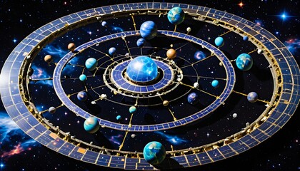 Naklejka premium Futuristic Galactic Orrery Display