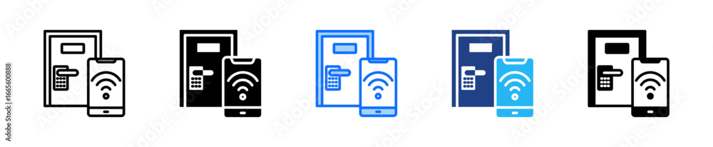 Poster smart door icon set multiple style collection