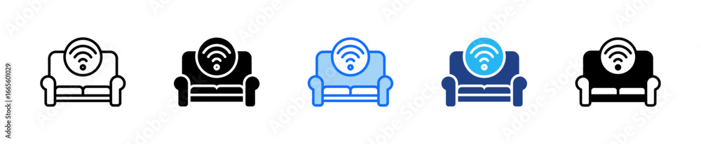 Poster smart couch icon set multiple style collection