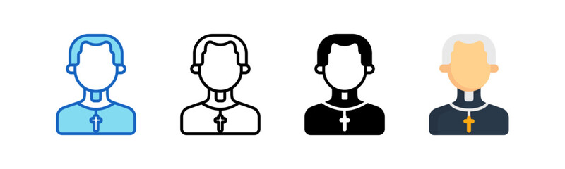 Priest Multiple Style Icon Set Collection. 