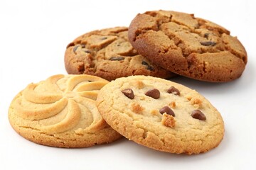 Close-up of cookies against on white background