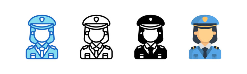 Police Multiple Style Icon Set Collection. 