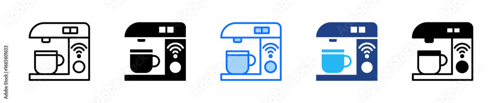 Poster smart coffee maker icon set multiple style collection