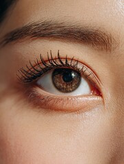Fototapeta premium Close-Up of Japanese Woman’s Eye with Natural Long Lashes