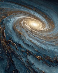 Swirling cosmic nebula, teal and gold