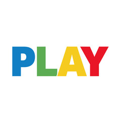 Colorful "PLAY" Text Graphic on White Background