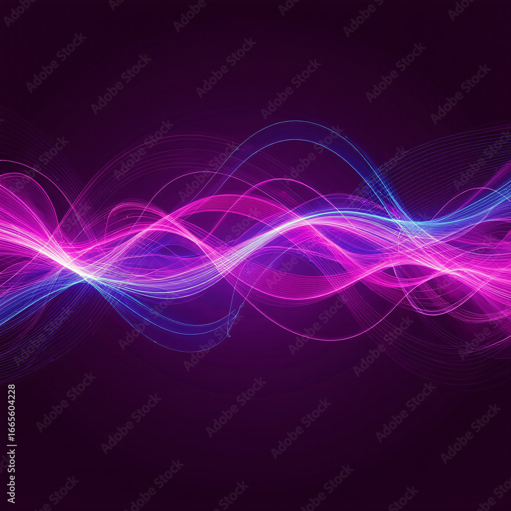 Fototapete technology background with flowing particle waves. abstract tech wallpaper. science presentation tem