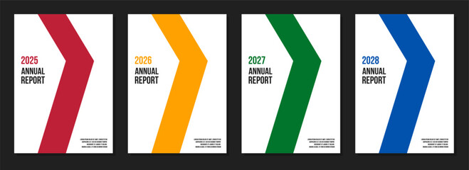corporate annual report template collection, company identity brochure, business presentation vertical pages vector set, colorful abstract geometric minimalistic cover