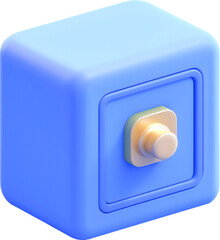 A blue 3D cartoon safe