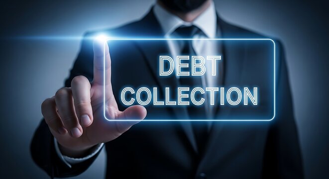 Businessman touches debt collection interface touching
